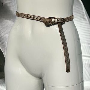 Gold Embossed Skinny Leather Belt